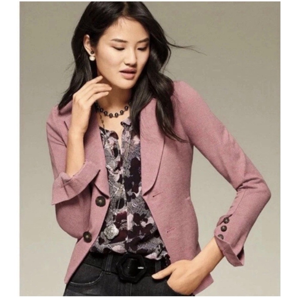 Cabi Applaud Blazer 3550 Mauve Rose Pink Twill 2-Button Jacket preppy Size 8